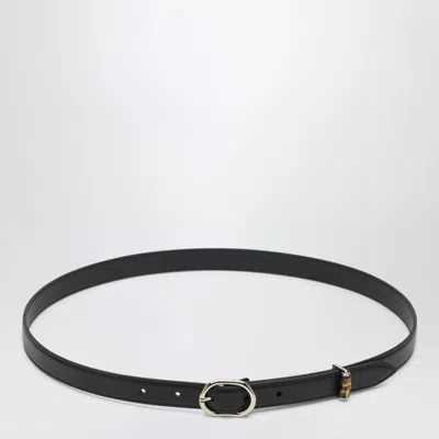 Gucci Thin Black Belt With Oval Buckle Women