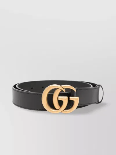 Gucci Thin Gg Marmont Belt With Adjustable Length In Black