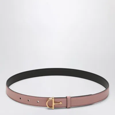 Gucci Thin Pink Belt With Half Horsebit Buckle In Brown