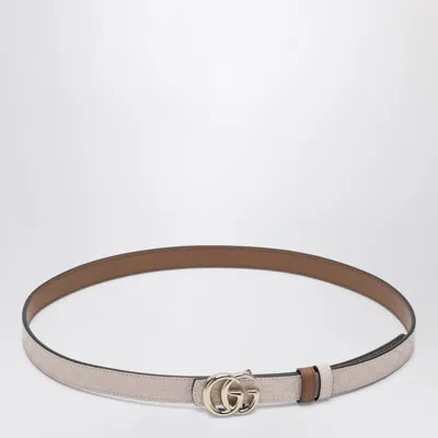 Gucci Thin Reversible Gg Marmont Belt In Pink/sand