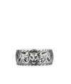 Gucci Thin Silver Ring With Feline Head In Gray
