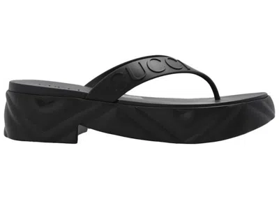 Pre-owned Gucci Thong Platform Sandal (women's) Sneakers In Black