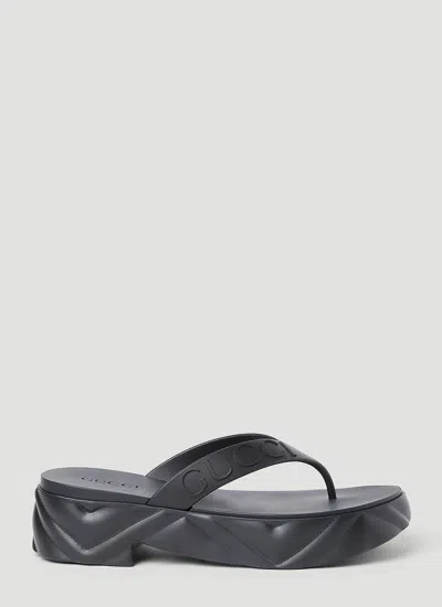 Gucci Thong Platform Sandals In Black
