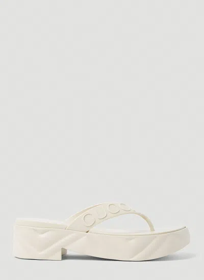 Gucci Thong Platform Sandals In White