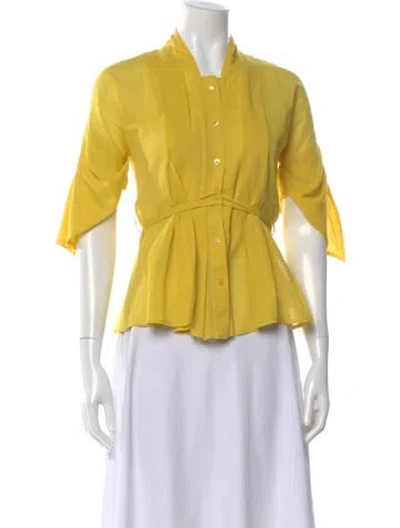 Pre-owned Gucci Three-quarter Sleeve Blouse In Yellow