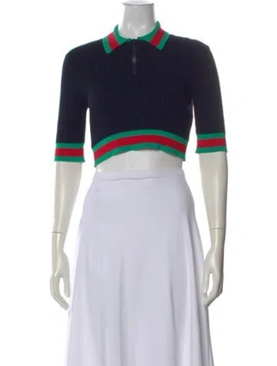 Pre-owned Gucci Three-quarter Sleeve Polo In Blue