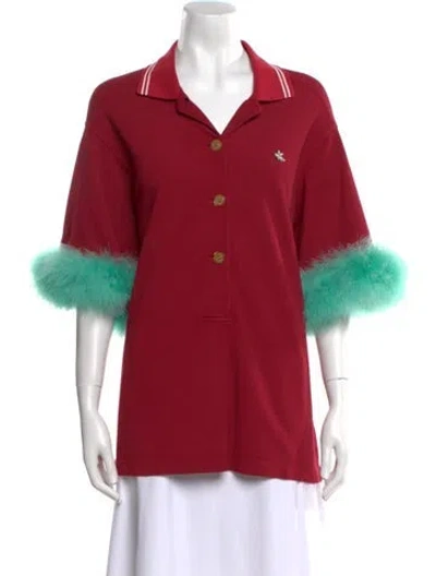 Pre-owned Gucci Three-quarter Sleeve Polo In Burgundy