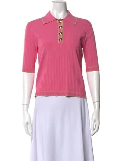 Pre-owned Gucci Three-quarter Sleeve Polo W/ Tags In Pink