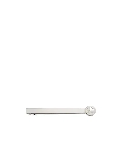 Gucci Tie Bar With Interlocking G In Metallic