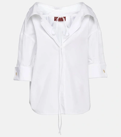 Gucci Tie-detail Cotton Poplin Shirt In White