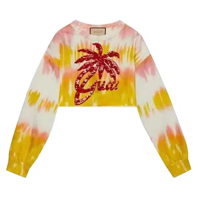 Pre-owned Gucci Tie Dye Jersey Sweatshirt 'yellow/pink/white' | Women's Size S