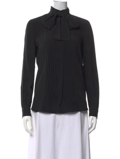Pre-owned Gucci Tie Neck Long Sleeve Blouse In Black