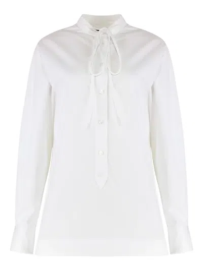 Gucci Tie-neck Poplin Shirt In White
