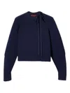 Gucci Tie-neck Ribbed-knit Sweater In Blue