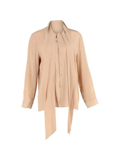 Pre-owned Gucci Tie-neck Silk Blouse In Neutral