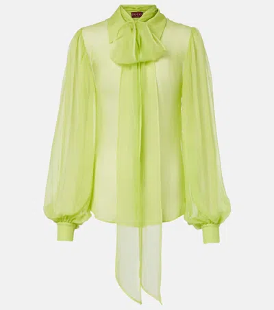 Gucci Tie-neck Silk Chiffon Blouse In Synthetic Green