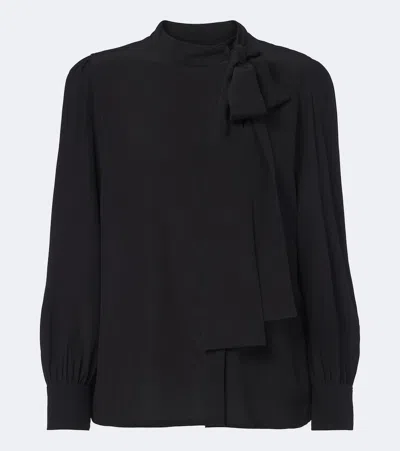 Gucci Tie-neck Silk Crepe De Chine Blouse In Multi