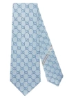 Gucci Gg Pattern Silk Tie In Blue