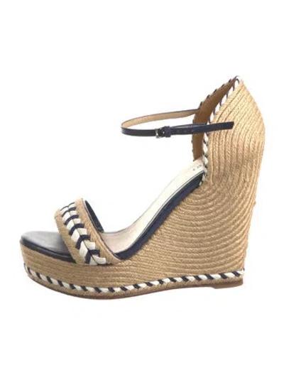 Pre-owned Gucci Tiffany Jute Espadrilles In Neutral