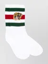Gucci Stretch Cotton Socks With Tiger In White