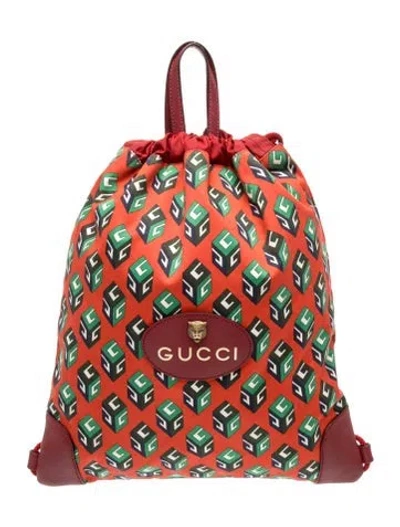 Pre-owned Gucci Tiger Head Backpack In Red