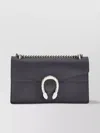 Gucci Tiger Head Detail Leather Shoulder Bag In Gray