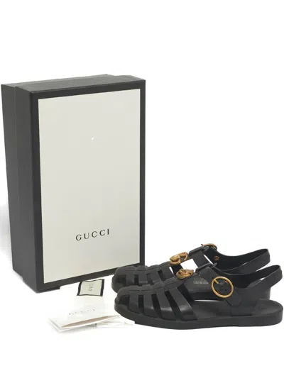 Pre-owned Gucci Tiger-head Sandals In Black