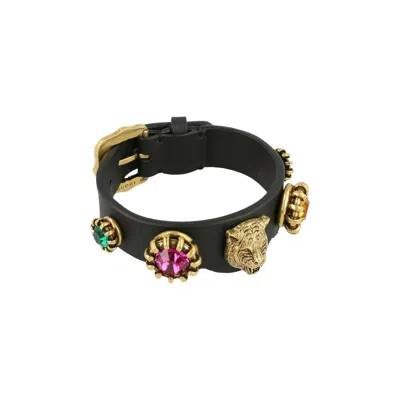 Pre-owned Gucci Tiger Head/crystal Leather Bracelet 'gold' | Women's Size Onesize