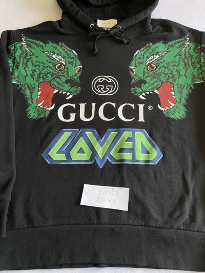 Pre-owned Gucci Tiger Loved Hoodie Black Large