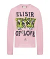Gucci Tiger Printed Long-sleeved Hoodie In Pink