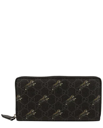 Gucci Tiger Printing Long Wallet (authentic Pre-loved) In Black