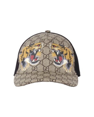 Pre-owned Gucci Tigers Gg Supreme Hat In Beige