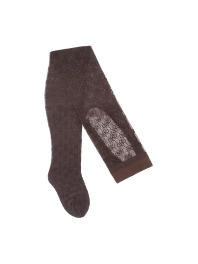 Gucci Tights "gg" In Brown