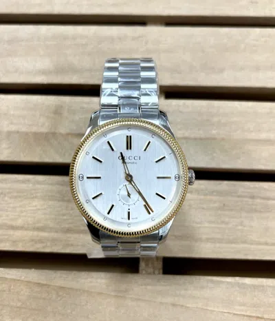 Pre-owned Gucci Timeless Auto 40mm Silver Dial Steel Men's Watch Ya126390 -