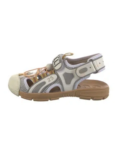 Pre-owned Gucci Tinsel Sport Leather Sandals In White