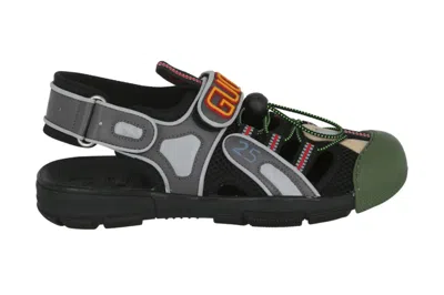 Pre-owned Gucci Tinsel Sports Sandal Black Silver Green In Black/silver