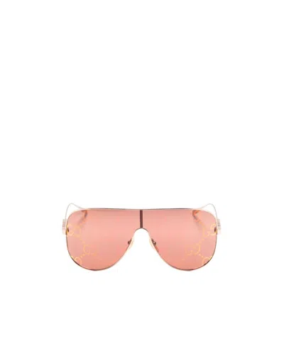 Gucci Red Logo-lettering Mask-frame Sunglasses In Gold