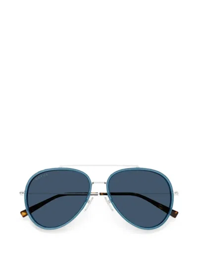 Gucci Tiny Gg Pilot-frame Sunglasses In Blue