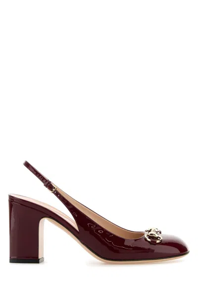Gucci Tiziano Red Leather Pumps In Burgundy
