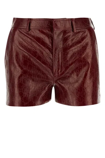 Gucci Tiziano Red Leather Shorts In Rossoancora