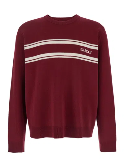 Gucci Tiziano Red Wool Blend Sweater In Burgundy