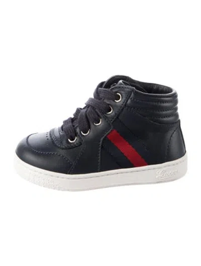 Pre-owned Gucci Babies' Toddler Boy Leather Sneakers In Blue