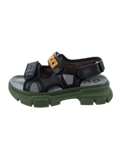 Pre-owned Gucci Babies' Toddler Boys Branded Leather Trim Sandals In Black