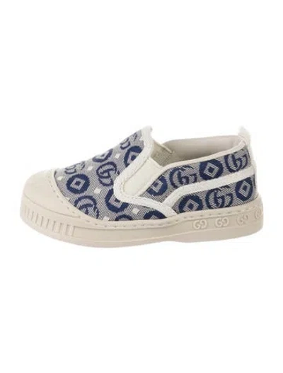 Pre-owned Gucci Babies' Toddler Boys' Canvas Slip-on Sneakers In Blue/neutrals