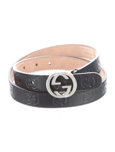 Pre-owned Gucci Babies' Toddler Boys Embossed Pattern Silver Tone Hardware Belt In Multi