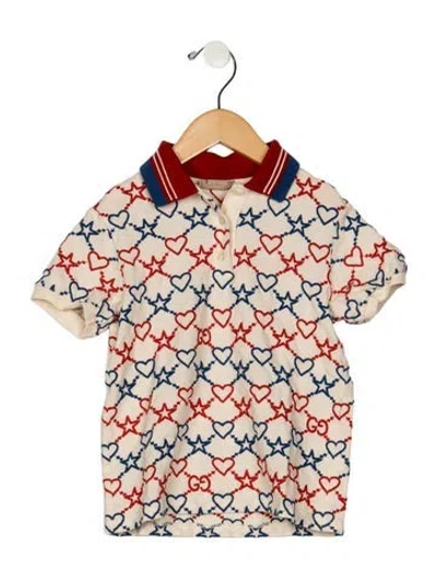Pre-owned Gucci Babies' Toddler Boys Embroidered Pattern Printed Polo Shirt In Neutrals