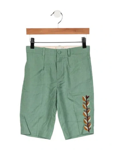 Pre-owned Gucci Babies' Toddler Boys' Embroidered Shorts W/tags In Green