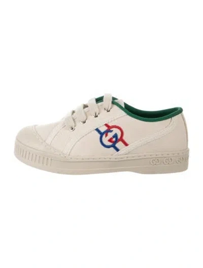Pre-owned Gucci Babies' Toddler Boys' Embroidered Sneakers In Neutrals
