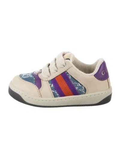 Pre-owned Gucci Babies' Toddler Boys' Gg Logo Sneakers In Neutrals