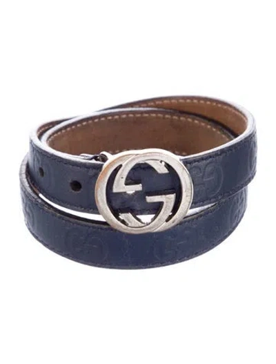 Pre-owned Gucci Babies' Toddler Boys Leather Belt In Blue